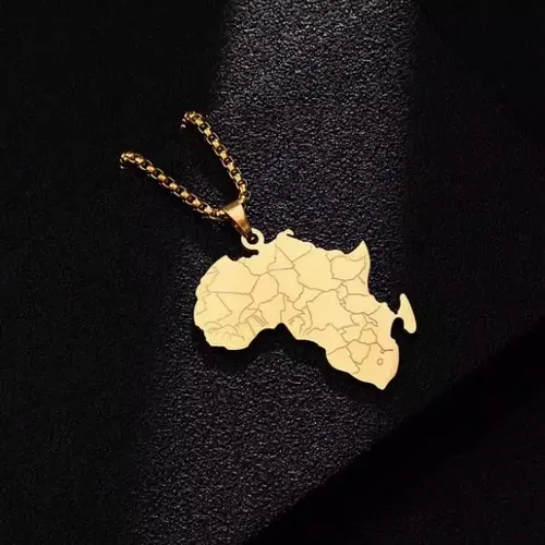 ICYBOY 18K Afrikaans Ketting met Afrika Map Pendant Verguld Goud [GOLD-PLATED] [ICED OUT] [20 INCH - 50CM] [Model 3] - Stainless steel africa cuban ma...