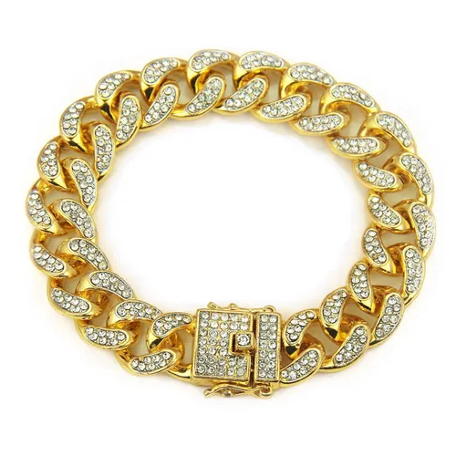 ICYBOY 18K Massieve Miami Heren Armband Verguld Goud [GOLD-PLATED] [ICED OUT] [20 cm] - Cuban Link Chain Urban Bracelet
