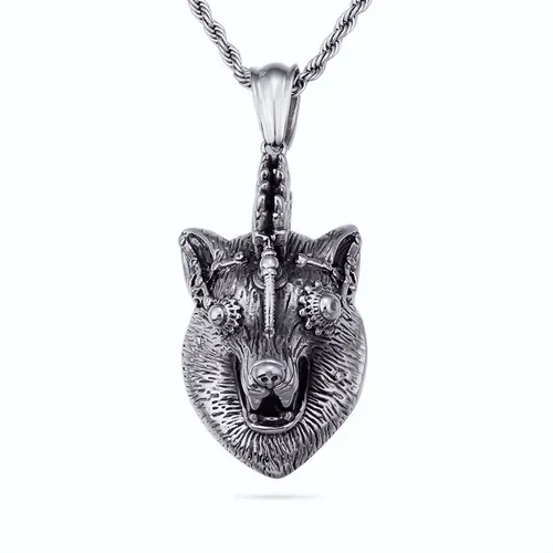 ICYBOY Viking Mjolnir Rune Amulet Roestvrije Stalen Pendant [Wolf Variant 3] Kalen Nordic Norse Viking Jewelry Stainless Steel