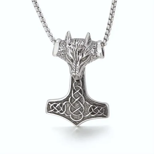 ICYBOY Viking Mjolnir Rune Amulet Roestvrije Stalen Pendant [Wolf Variant 7] Kalen Nordic Norse Viking Jewelry Stainless Steel