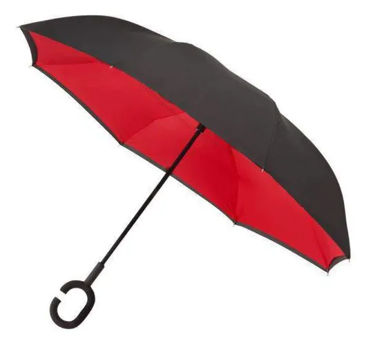 Impliva, Opvouwbare paraplu, uniseks, roze, zwart/rood,