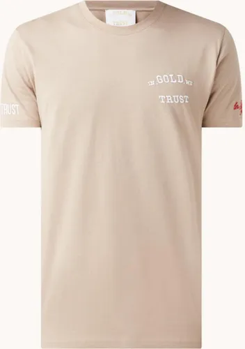 In Gold We Trust T-shirt met logoborduring - Lichtbruin