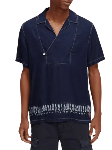Indigo popover shirt with tie dye wash effects - Maat XXL - Multicolor - Man - Shirt - Scotch & Soda