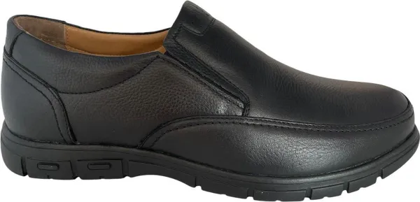 Instappers- Nette schoenen- Heren Comfort schoen 625- Leer- Zwart