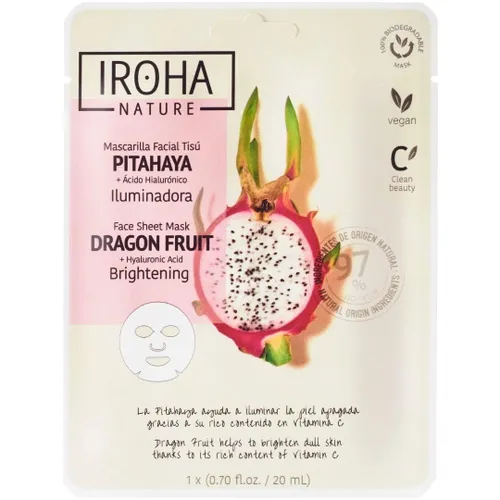Iroha Nature - Gezichtsmasker van glanzende stof met pitaha