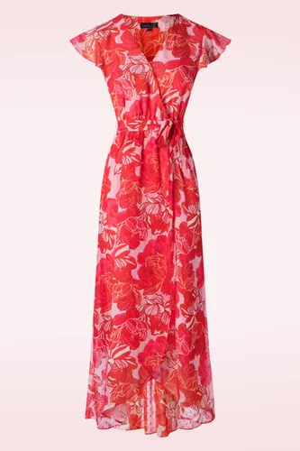 Isla Flower maxi jurk in roze en rood