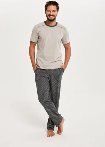 Italian Fashion | Abel | pyjama voor heren | 100% jersey katoen | beige- grijs S
