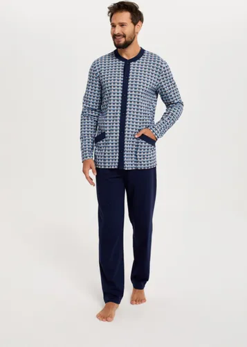 Italian Fashion Alden- lange pyjama voor heren - 100% jersey katoen, blauw XL