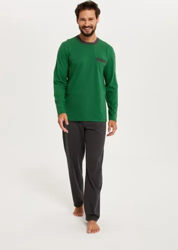 Italian Fashion Jansen- pyjama voor heren - 100% katoen, groen/grijs XL