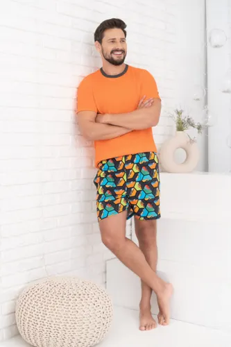 Italian Fashion Komiks heren pyjama- oranje L