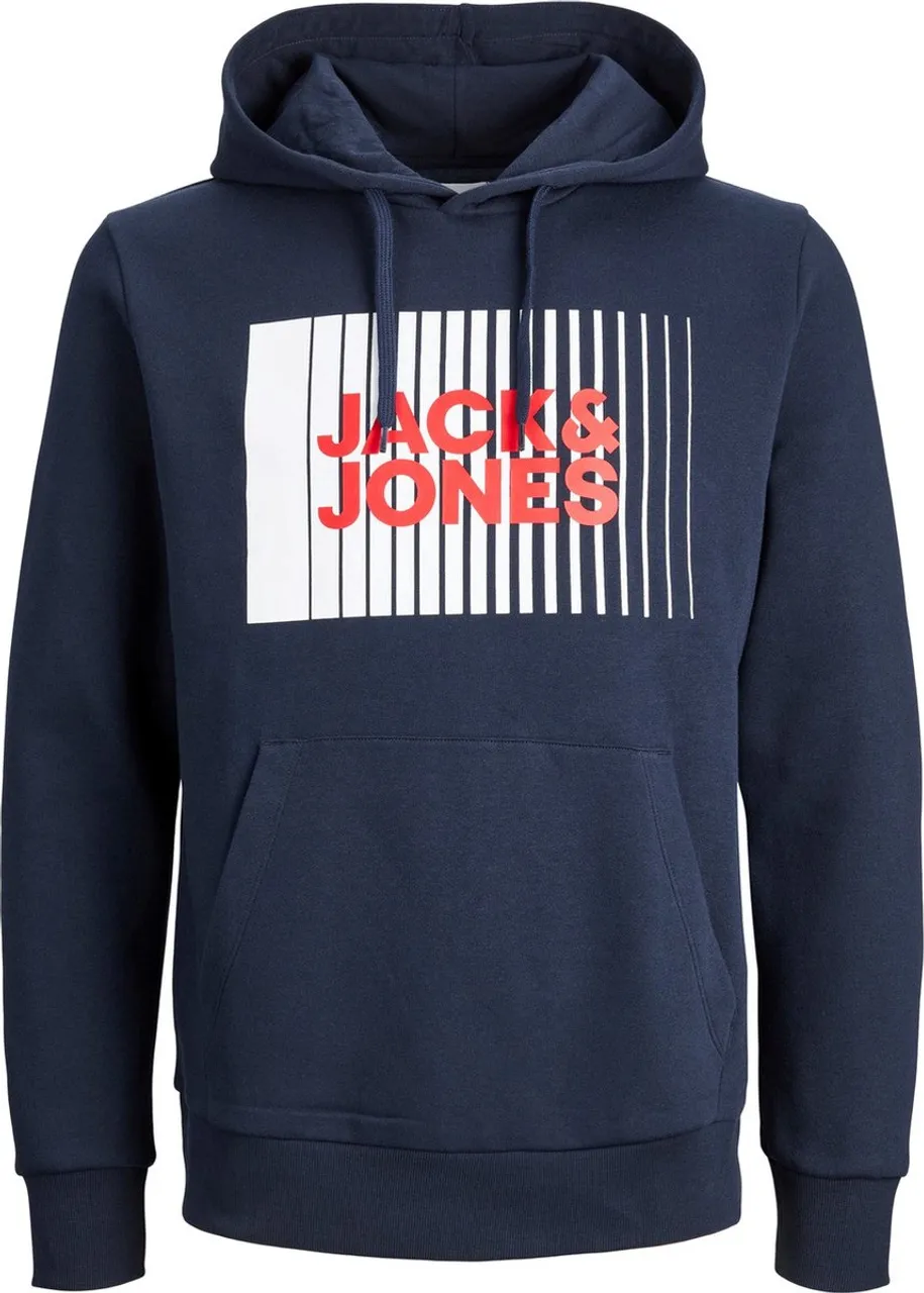JACK & JONES Corp logo sweat hood play regular fit - heren hoodie katoenmengsel met capuchon - blauw