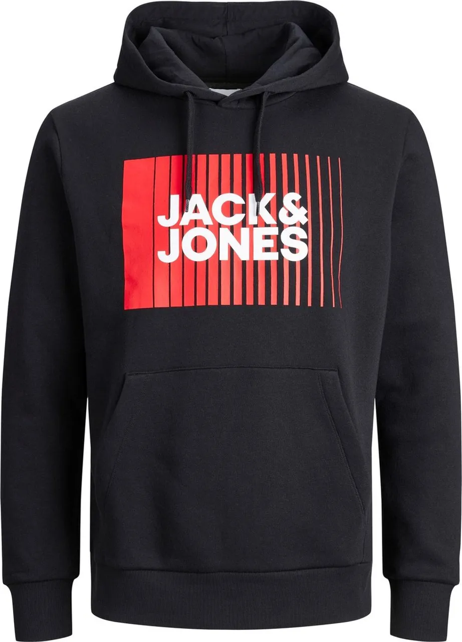 JACK & JONES Corp logo sweat hood play regular fit - heren hoodie katoenmengsel met capuchon - zwart