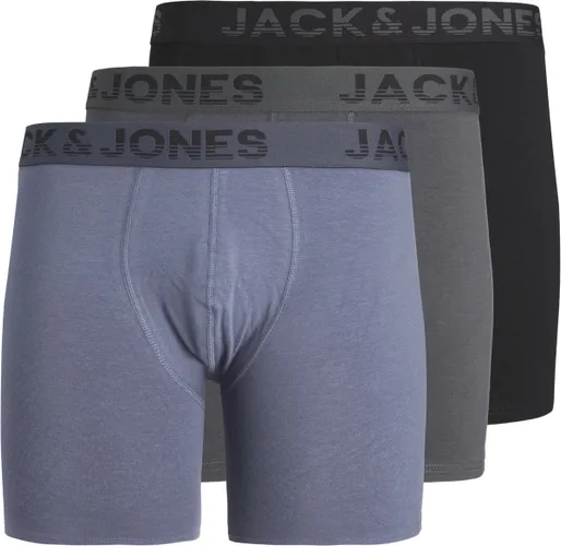 JACK & JONES Jacshade solid boxer briefs (3-pack) - heren boxers extra lang - zwart en jeansblauw