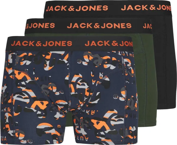 JACK & JONES JUNIOR JACNEON LOGO TRUNKS 3 PACK JNR Jongens Onderbroek - Pack:Black - Mountain View