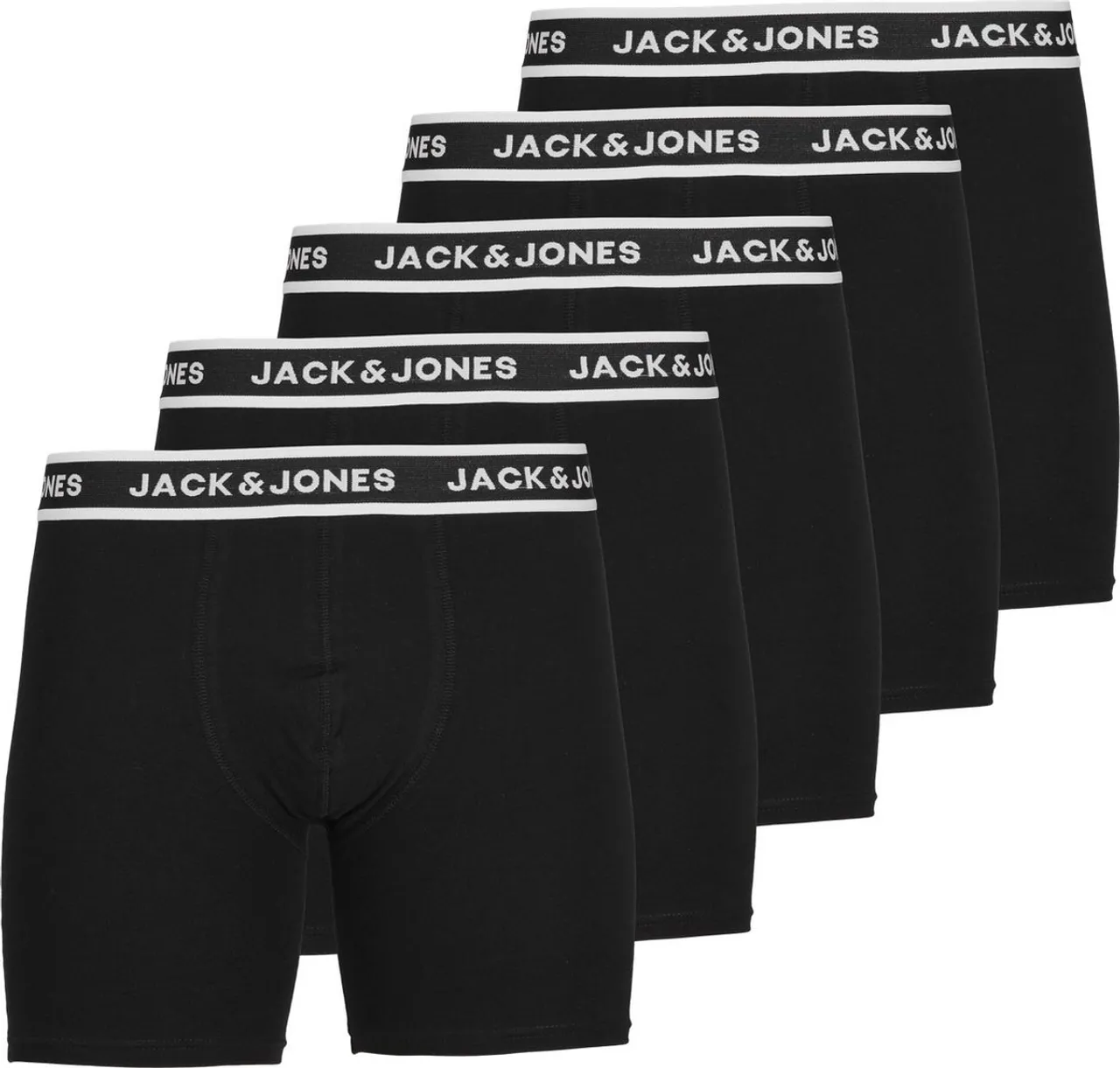 Jack & Jones Zwarte Heren Boxershort Lange Pijp JACSOLID Boxer Briefs 5-Pack Zwart