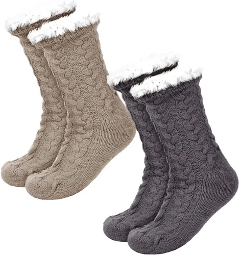 JAXY Huissokken - Huissokken Dames en Heren - Verwarmde sokken - Anti Slip Sokken - Fleece Sokken - Dikke Sokken - Fluffy Sokken - Slofsokken - Warme