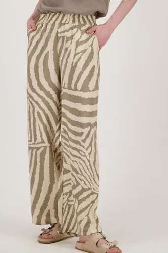 JDY Beige broek met kaki zebra motief