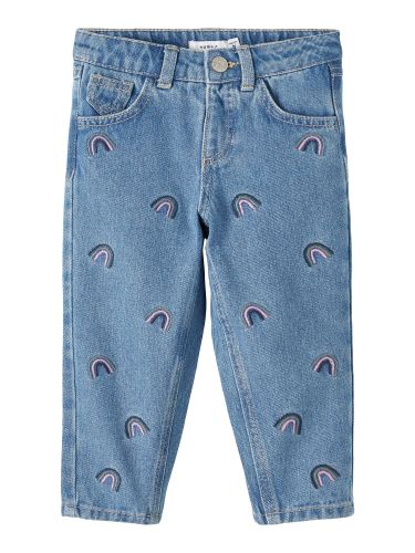 Jeans 'Bella'  navy / blauw denim / pastelgroen / pastelroze