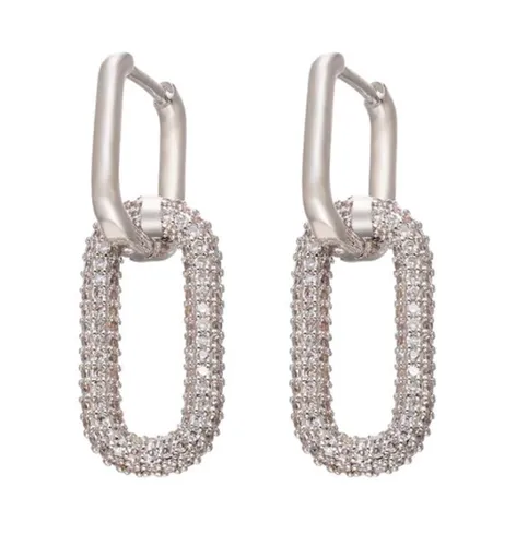 Jobo By Jet - sparkle earrings - zilverkleurig - Ovalen dames oorbellen met hanger