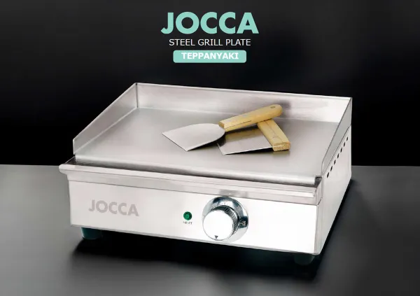 Jocca Teppanyaki - Grillplaat - 430 Roestvrij Staal - 50°C tot 300°C - Inclusief Spatels en Schort - 2303