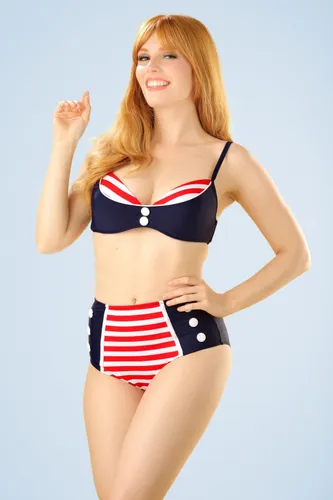 Joelle Stripes bikinitop in marineblauw en rood
