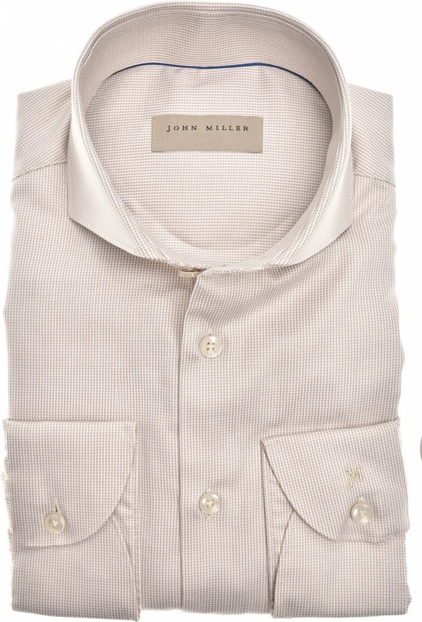 John Miller overhemd mouwlengte 7 beige