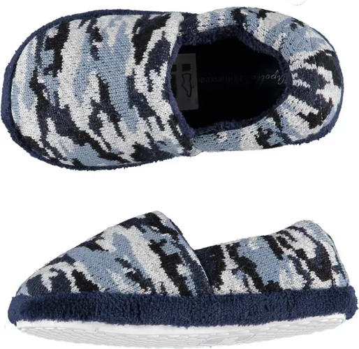 Jongens instap slippers/pantoffels army blauw