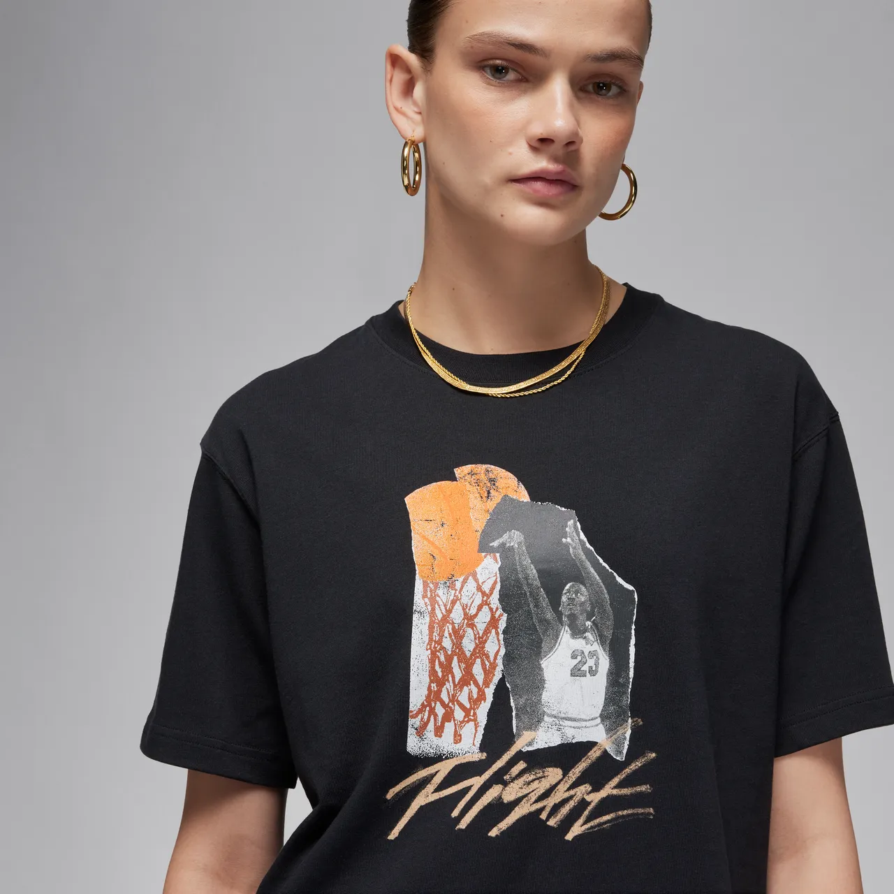Jordan T-shirt met collage voor dames - Zwart