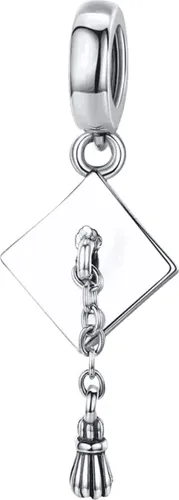 Jubileum - Zilveren bedels - Bedel geslaagd | Hangend model diploma | 925 Sterling Zilver - Geschikt voor alle merken - 925 Zilver Certificaat - In Le...