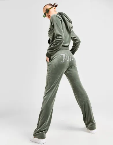 JUICY COUTURE Diamante Velour Track Pants, Green