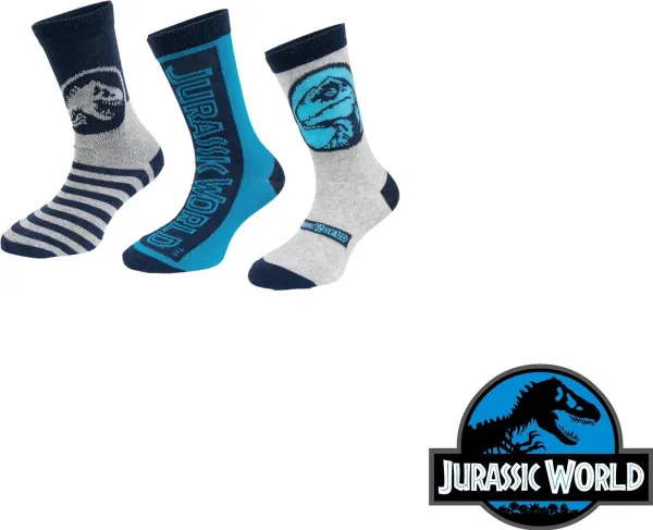 Jurrassic World - 3 paar sokken Jurassic world - jongens - blauw