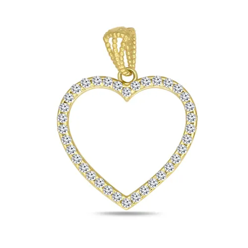 Juwelier Zwartevalk 14 karaat gouden hart hanger met zirkonia - 14.298