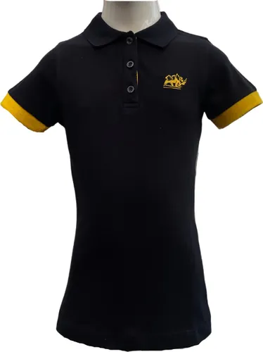 KAET - Polo - T-shirt- Meisjes - Mini (128/134) -Donkerblauw-Geel