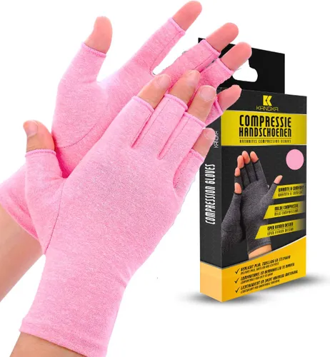 KANGKA® Reuma Compressie Handschoenen - Open vingertoppen voor Bewegingsvrijheid - Verlichting van Artritis en Reumatische Pijn
