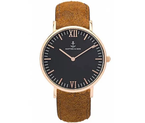 Kapten & Son Horloge black brown vintage leather campus 4251145223571
