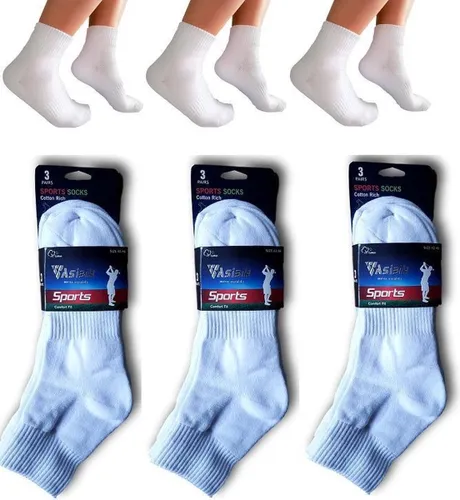 katoenen heren sokken met badstof 9 paar wit