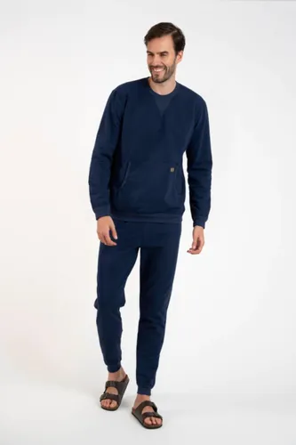 Katoenen trainingspak voor heren - Huispak voor heren - Winter heren pyjama - Italian Fashion Fox - marineblauw S