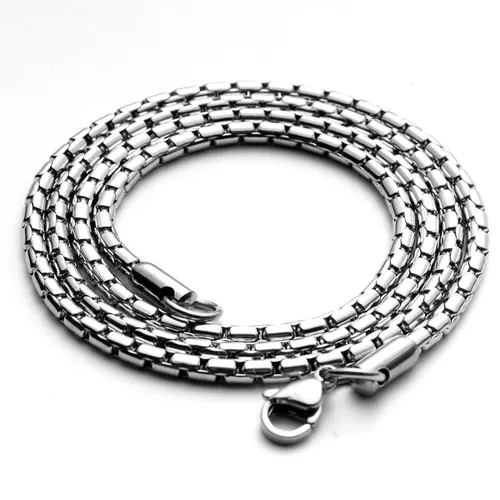 Ketting heren zilver 3mm - 50cm lengte - Ketting heren titanium staal - halsketting voor mannen van Mauro Vinci - met geschenkverpakking