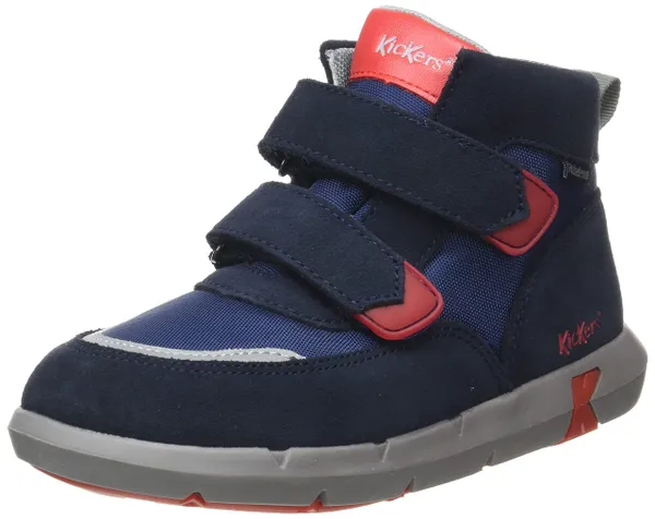 Kickers Junibo, sneakers voor jongens, marineblauw, rood