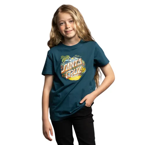 Kids Aloha Dot Front T-shirt Tidal Teal - M-10jaar