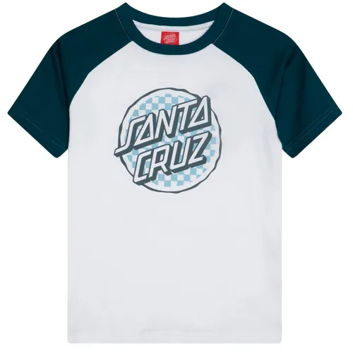 Kids Breaker Check Dot Front T-shirt White/Tidal Teal - L-12jaar