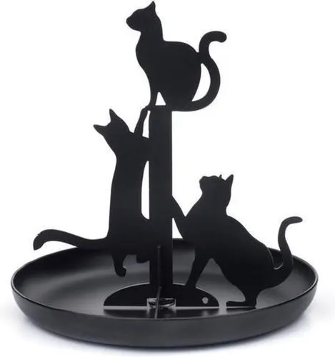 Kikkerland Sieradenhouder - Zwarte kat - Geschikt voor oorbellen / kettingen / armbanden - 14x13,5 cm