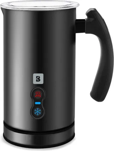 KitchenBrothers Elektrische Melkopschuimer - Voor Cappuccino en Latte - Handige Melkschuimer - Zwart