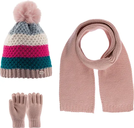 Kitti 3-Delig Winter Set | Muts (Beanie) met Fleecevoering - Sjaal - Handschoenen | 4-8 Jaar Meisjes | K23170-07-03 | Powder Pink