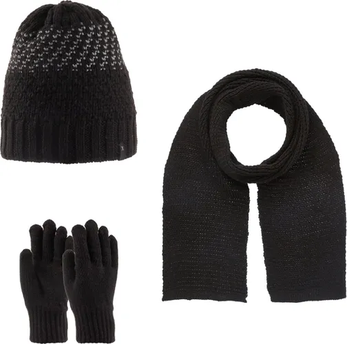 Kitti 3-Delig Winter Set | Muts (Beanie) met Fleecevoering - Sjaal - Handschoenen | 9-15 Jaar Jongens | K23180-13-01 | Black