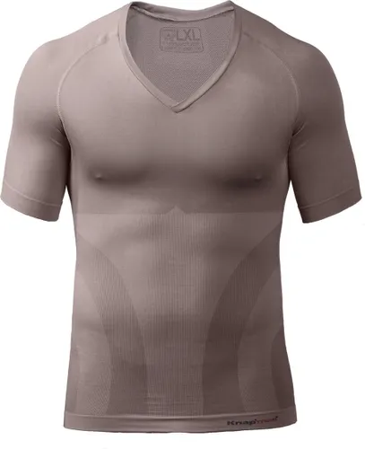 Knapman Invisible Compressieshirt Deep V-hals 2.0 Khaki | Onzichtbaar Corrigerend Shirt voor Mannen |