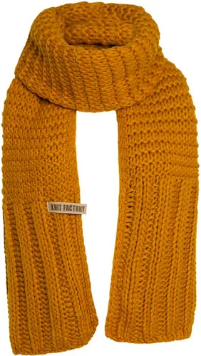 Knit Factory Alex Gebreide Sjaal Dames & Heren - Warme Wintersjaal - Grof gebreid - Langwerpige sjaal - Wollen sjaal - Heren sjaal - Dames sjaal - Uni