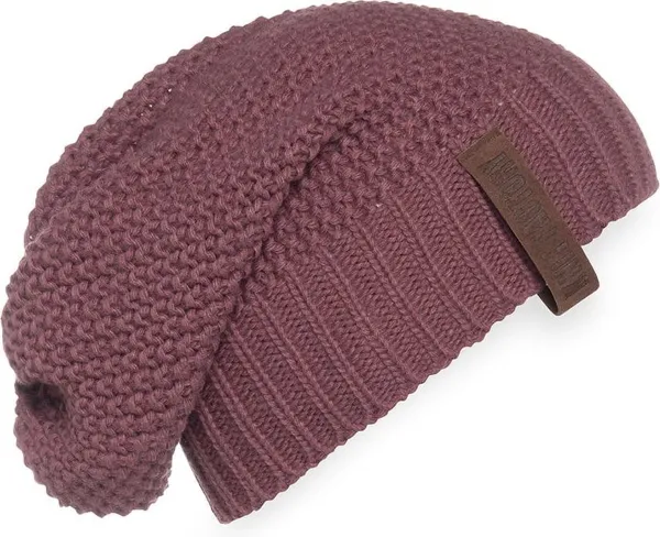 Knit Factory Coco Gebreide Muts Heren & Dames - Sloppy Beanie hat - Stone Red - Warme rode Wintermuts - Unisex - One