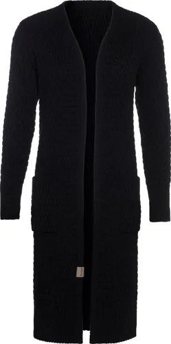 Knit Factory Jaida Lang Gebreid Dames Vest - Grof gebreid zwart damesvest - Cardigan voor de herfst en winter - Lang vest tot over de knie - Zwart - 3