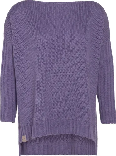 Knit Factory Kylie Gebreide Dames Trui - Trui dames winter - Pullover dames - lange mouw - Wintertrui - Damestrui - Boothals - Violet - Paars - 36/44